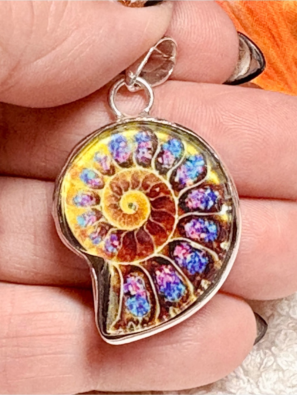 Iridescent “Ammonite” Shell Pendant Necklace - Multicolor by
